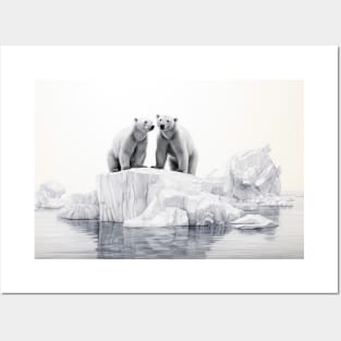 Polar Bear Animal Predator Wild Nature Ink Sketch Style Posters and Art